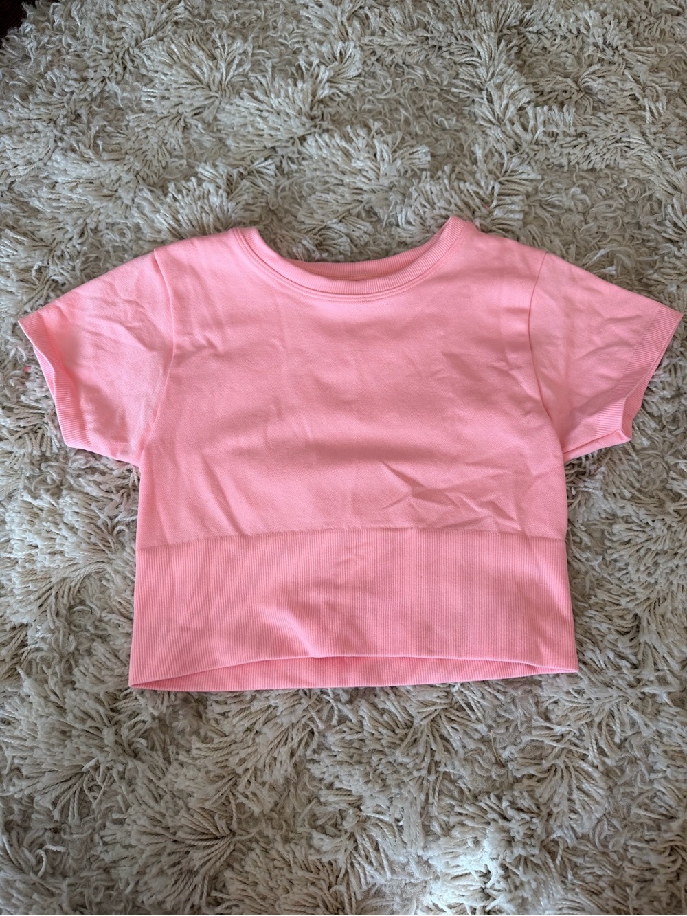 aerie Pink Cropped Crewneck Tee